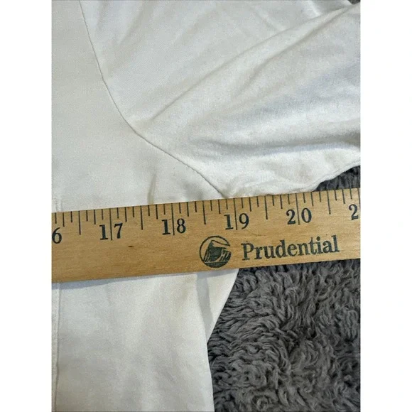 Vince Camuto White Blouse Zipper & Pocket Size M Long Roll Sleeve - Picture 7 of 9